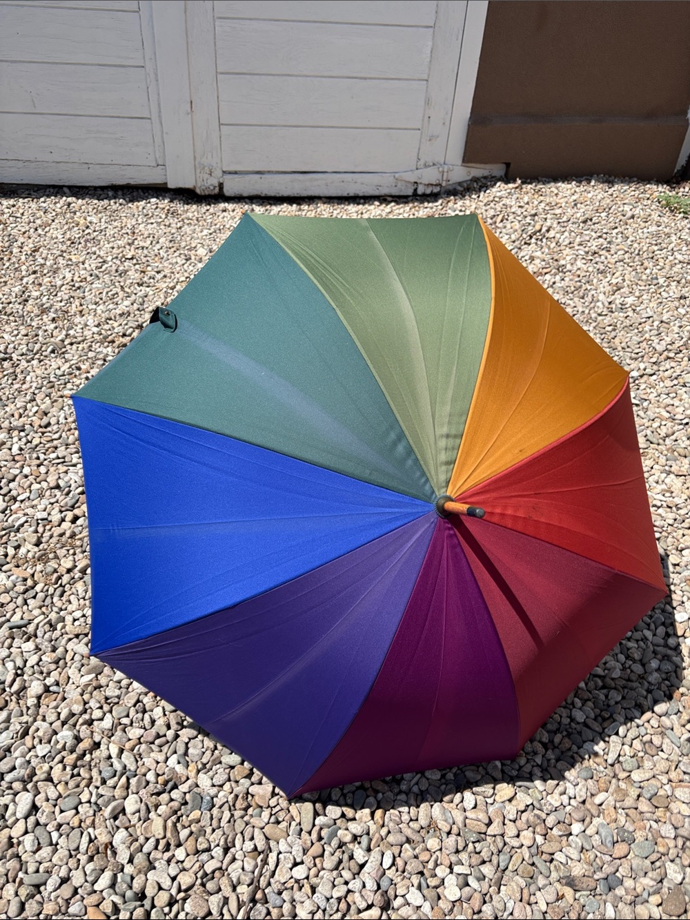 totes Classic Solid Wood Stick Rainbow Umbrella 🌈 ☔️
